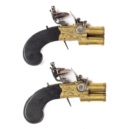 A Pair Of Double Barrelled Muff Pistols By Durs Egg
